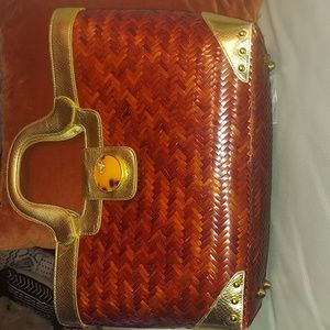 Lilly Pulitzer gold metallic straw tote